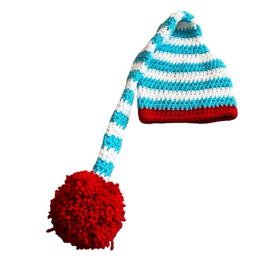 Handmade newborn baby elf long tail knit hat